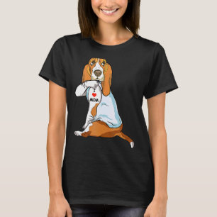 I Liebe Mama Tattoo Basset Hound Mama Hunde Frauen T-Shirt