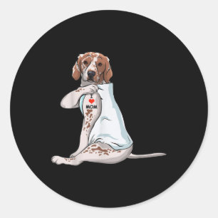 I Liebe Mama Tattoo Brittany Mama Hund Lover Fraue Runder Aufkleber