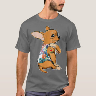 I Liebe Mama Tattoo Chihuahua Dogblumen Mütter Tag T-Shirt