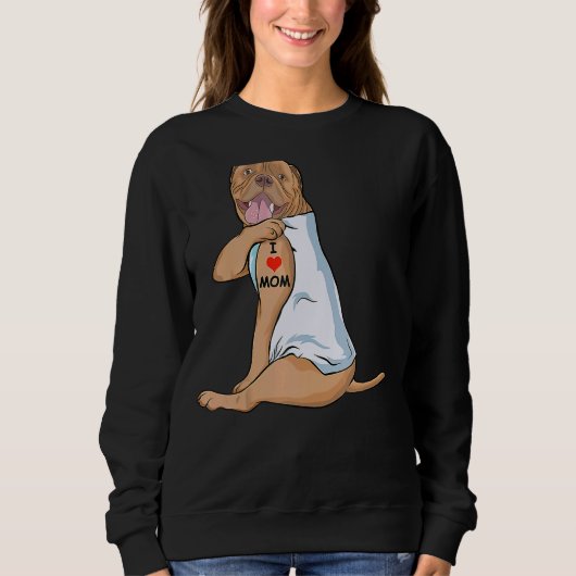 I Liebe Mama Tattoo Dogue De Bordeaux Mama Hunde F Sweatshirt (Vorderseite)
