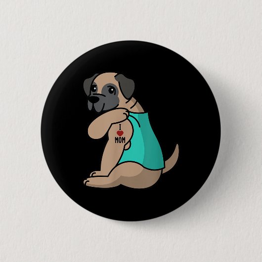 I Liebe Mama Tattoo English Mastiff Mutter Hund Button (Vorderseite)