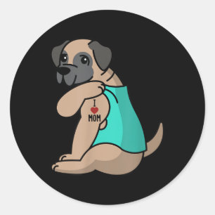 I Liebe Mama Tattoo English Mastiff Mutter Hund Runder Aufkleber