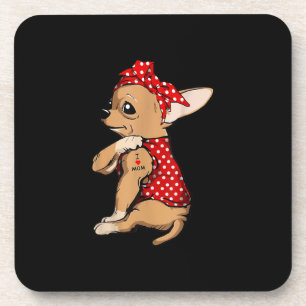 I Liebe Mama Tattoo Funny Chihuahua Hund Trageband Getränkeuntersetzer