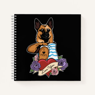 I Liebe Mama Tattoo I German Shepherd Mama Notizblock