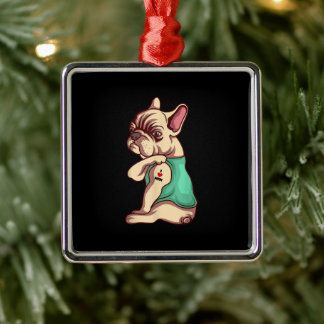 I Liebe Mama Tattoo Lover Funny French Bulldog Ges Ornament Aus Metall