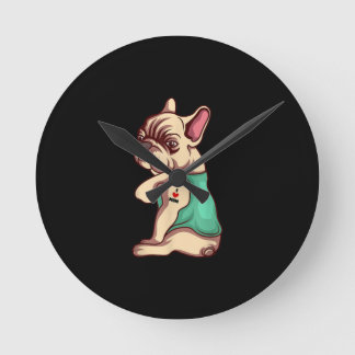 I Liebe Mama Tattoo Lover Funny French Bulldog Ges Runde Wanduhr