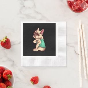 I Liebe Mama Tattoo Lover Funny French Bulldog Ges Serviette
