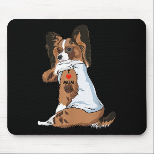I Liebe Mama Tattoo Papillon Mama Hund Lover Fraue Mousepad