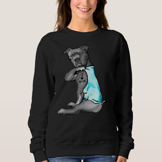 I Liebe Mama Tattoo Pitbull Hund Lover Women Pitbu Sweatshirt (Vorderseite)