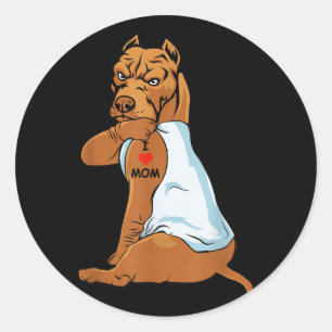 I Liebe Mama Tattoo Pitbull Mama Hund Lover Frauen Runder Aufkleber