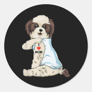 I Liebe Mama Tattoo Shih Tzu Mama Hund Lover Fraue Runder Aufkleber
