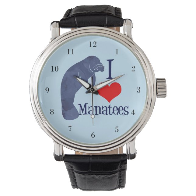 I Liebe Manatees Armbanduhr (Vorderseite)