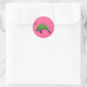 I Liebe Manatees Green Lila Runder Aufkleber (Tasche)