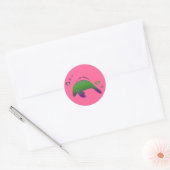 I Liebe Manatees Green Lila Runder Aufkleber (Umschlag)