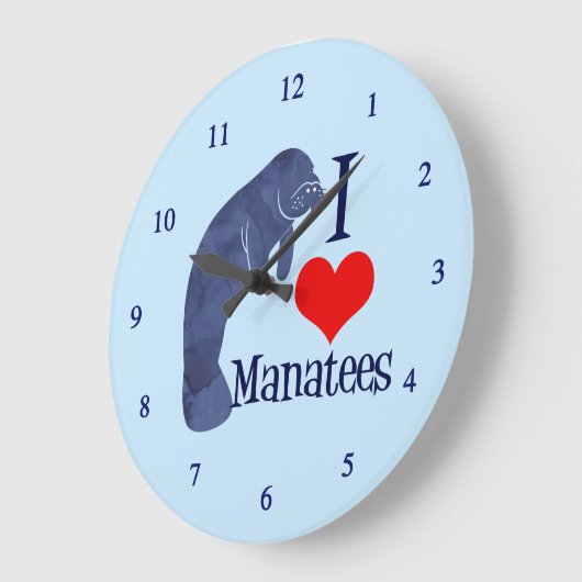 I Liebe Manatees Große Wanduhr (Winkel)