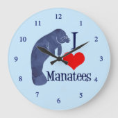 I Liebe Manatees Große Wanduhr (Vorderseite)