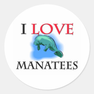 I Liebe-Manatis Runder Aufkleber