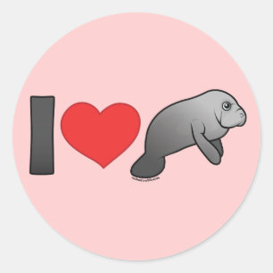 I Liebe-Manatis Runder Aufkleber