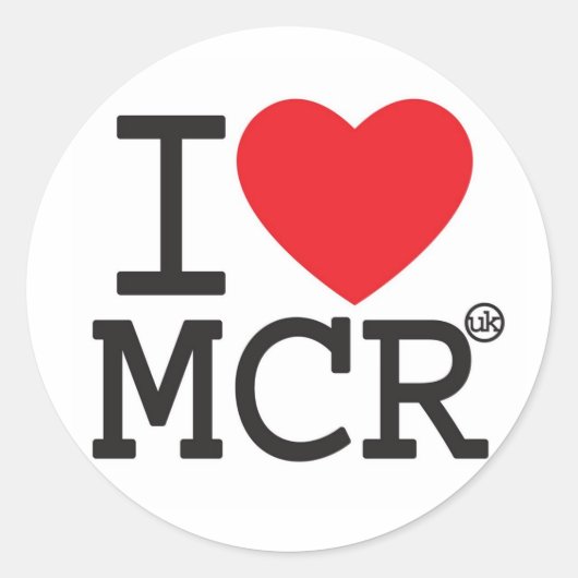 I Liebe Manchester Runder Aufkleber (Vorderseite)