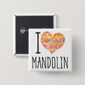 I Liebe Mandolin Orange Mandala Herz Button (Vorne & Hinten)
