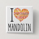 I Liebe Mandolin Orange Mandala Herz Button (Vorderseite)