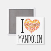 I Liebe Mandolin Orange Mandala Herz Magnet (Vorderseite/Rückseite)