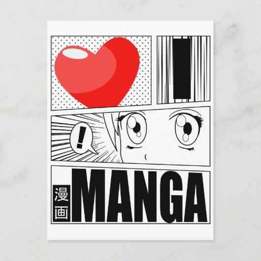 I LIEBE MANGA POSTKARTE (Vorderseite)