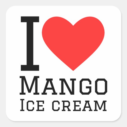 I Liebe Mango-Eis Quadratischer Aufkleber (Vorderseite)
