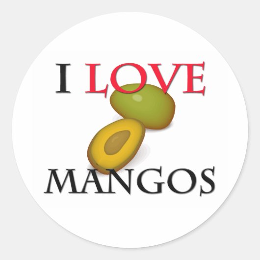 I Liebe Mangos Runder Aufkleber (Vorderseite)