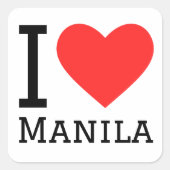 I Liebe Manila Quadratischer Aufkleber (Vorderseite)
