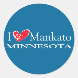 I Liebe Mankato Minnesota Runder Aufkleber