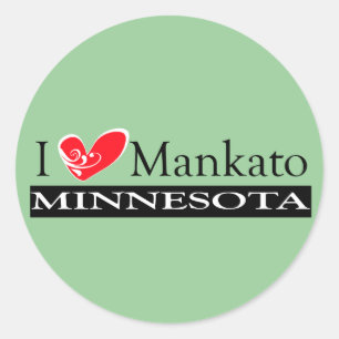 I Liebe Mankato Minnesota Runder Aufkleber