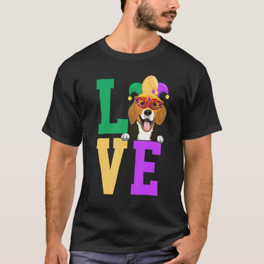 I Liebe Mardi Gras Beagle Dog Matching Family T-Shirt (Vorderseite)