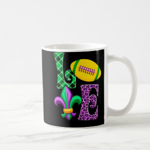 I Liebe Mardi Gras Football Kariert Leopard Männer Kaffeetasse