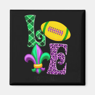 I Liebe Mardi Gras Football Kariert Leopard Männer Magnet