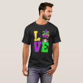 I Liebe Mardi Gras Funny Boxer Dog Maskenkostüm T-Shirt (Vorne ganz)
