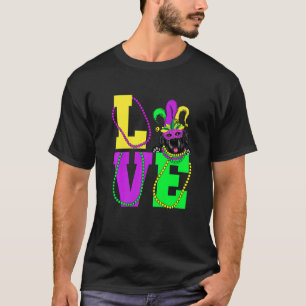 I Liebe Mardi Gras Funny Neufundland Dog Mask Cost T-Shirt