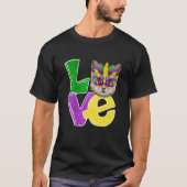 I Liebe Mardi Gras Kostümkatze Kitten Funny Cat Lo T-Shirt (Vorderseite)