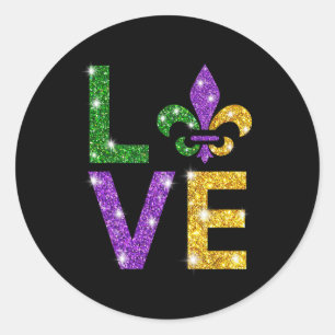 I Liebe Mardi Gras Mardi Gras Shirt für Mädchen Runder Aufkleber