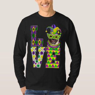 I Liebe Mardi Gras Mops Dog Funny Mask Festival T-Shirt
