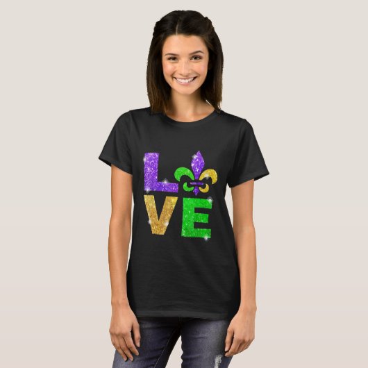 I Liebe Mardi Gras T - Shirt Lilie Geschenk Männer (Vorne ganz)