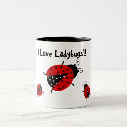 I Liebe-Marienkäfer-Tasse Zweifarbige Tasse (Mittel)