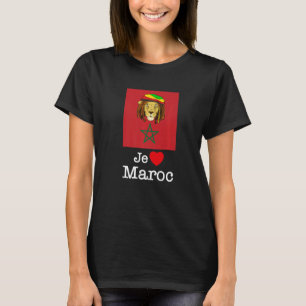I Liebe Maroc, Cool Marokko Löwen mit Flaggen-Illu T-Shirt