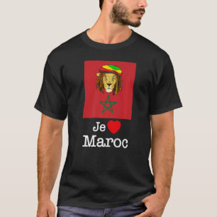 I Liebe Maroc, Cool Marokko Löwen mit Flaggen-Illu T-Shirt
