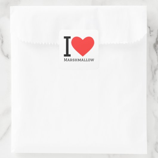 I Liebe Marshmallows Quadratischer Aufkleber (Tasche)