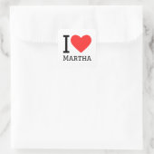I Liebe Martha Quadratischer Aufkleber (Tasche)