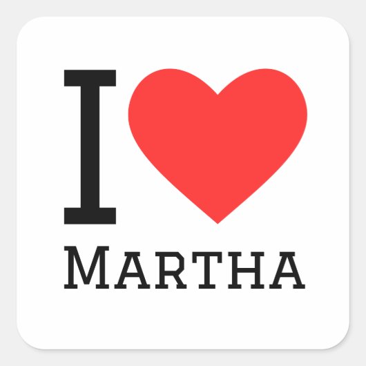 I Liebe Martha Quadratischer Aufkleber (Vorderseite)