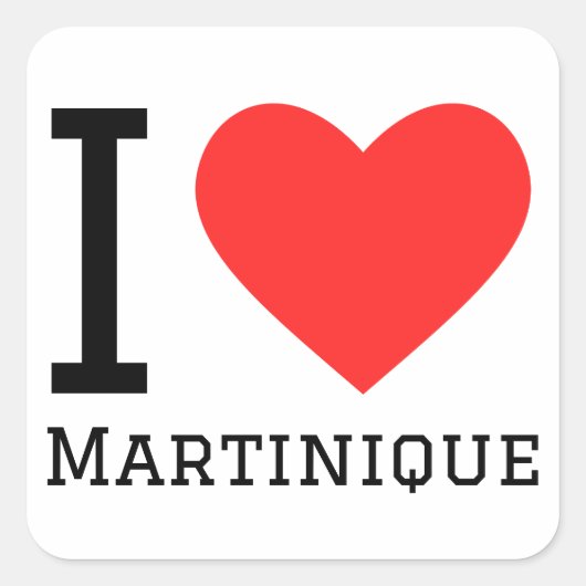 I Liebe Martinique Quadratischer Aufkleber (Vorderseite)