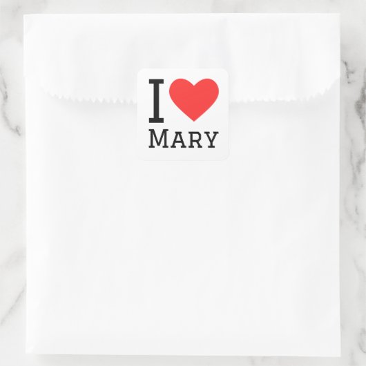 I Liebe mary Quadratischer Aufkleber (Tasche)