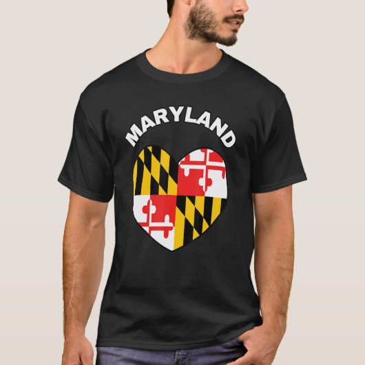I Liebe Maryland MD Staatsflagge Herzstück Baltimo T-Shirt (Vorderseite)